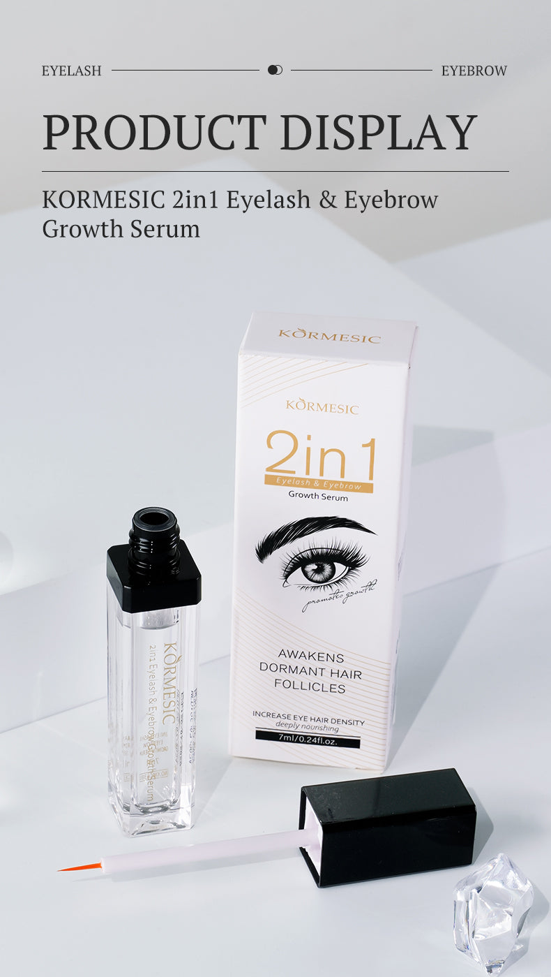 🌟 Achieve Natural Length and Thickness with KORMESIC’s 2-in-1 Eyelash & Eyebrow Growth Serum! 🌟