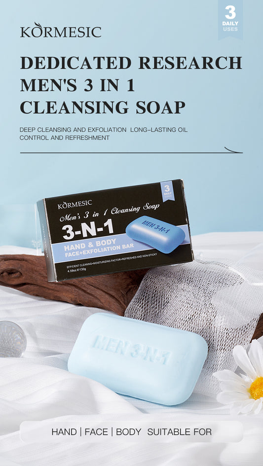 KORMESIC Men’s 3-in-1 Cleansing Soap | Trusted Cosmetic Manufacturer | OEM/ODM Services