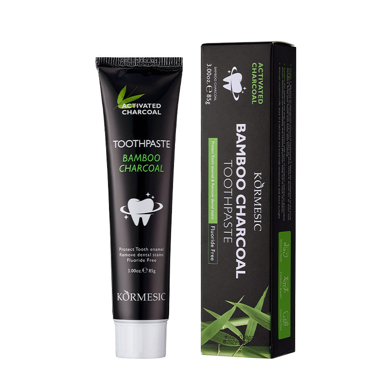 KORMESIC Bamboo Charcoal Toothpaste Fluoride-Free Tooth Care for a Confident Smile Strengthen. Protect. Brighten.