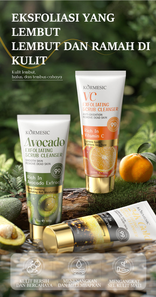 KORMESIC | Exfoliating Scrub Cleanser Set |Deep Pore Cleanse + Radiance | OEM/ODM Cosmetic Manufacturer | BPOM