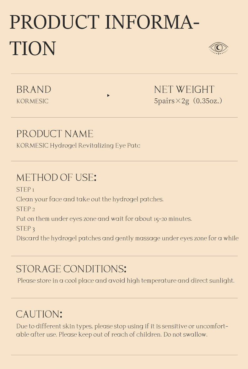 KORMESIC Hydrogel Revitalizing Eye Patch - OEM/ODM Cosmetic Manufacturer for Eye Care Solutions