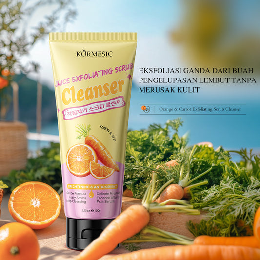 KORMESIC | Orange & Carrot Exfoliating Scrub Cleanser 100g | Brighten + Smooth + Deep Clean | OEM/ODM Cosmetic Manufacturer | BPOM