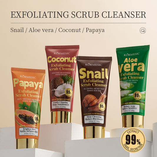 KORMESIC EXFOLIATING SCRUB CLEANSER  Snail/Aloe vera/Coconut/Papaya