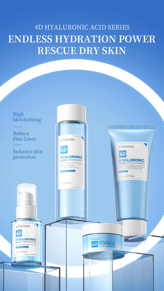 KORMESIC | 4D Hyaluronic Acid Hydration & Barrier Repair Set | Essence + Cleanser + Cream | OEM/ODM Cosmetic Manufacturer | BPOM