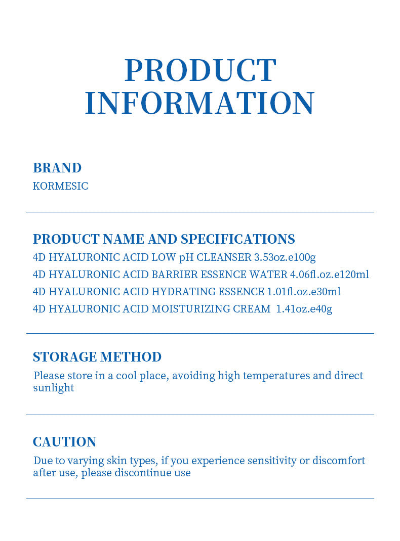 KORMESIC 4D Hyaluronic Acid Series