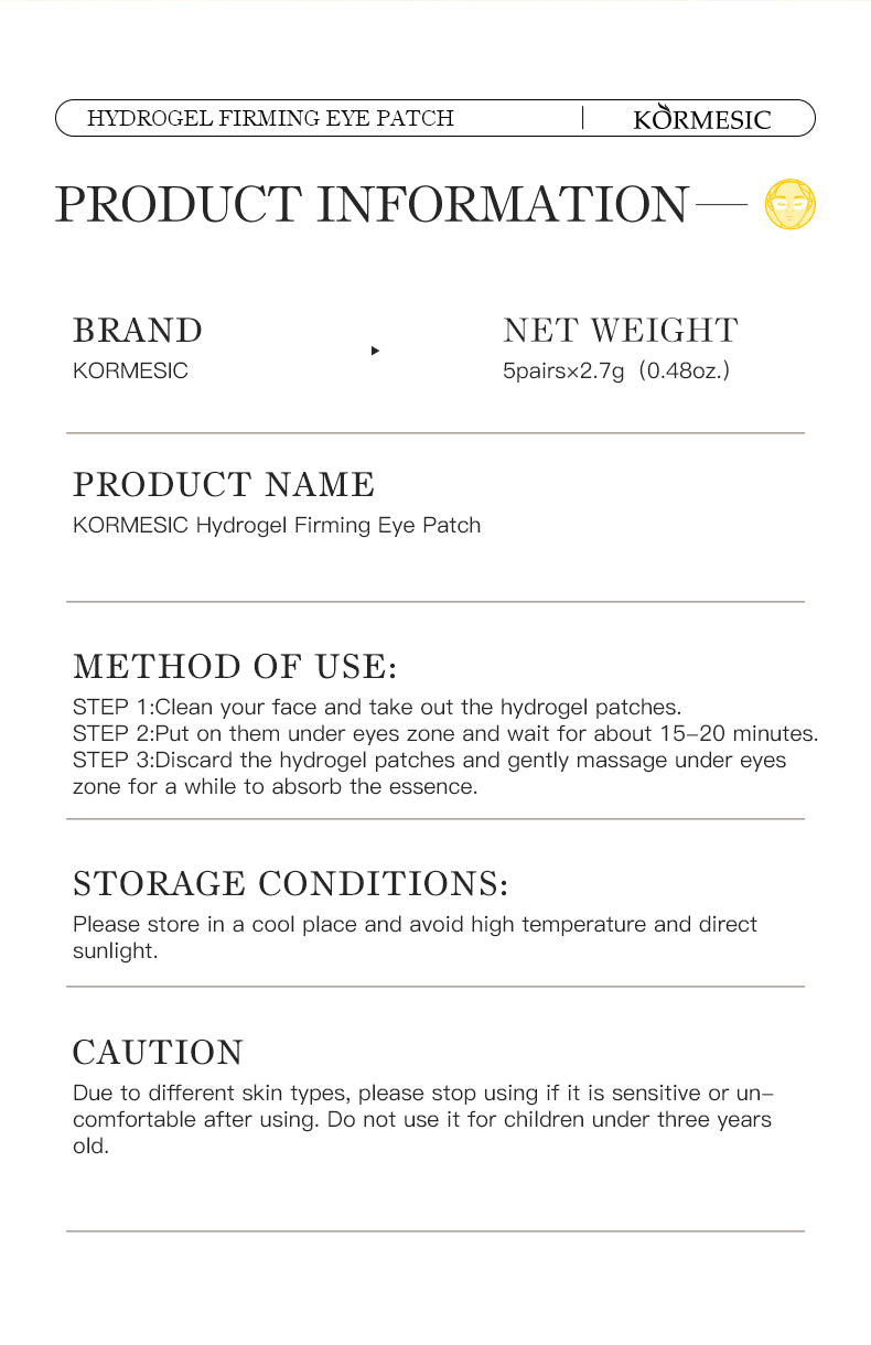 KORMESIC Hydrogel Firming Eye Patch | Cosmetic Manufacturer for OEM/ODM Services