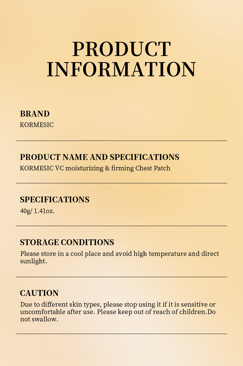 KORMESIC VC Moisturizing & Firming Chest Patch | Custom Cosmetic Manufacturer (OEM/ODM)