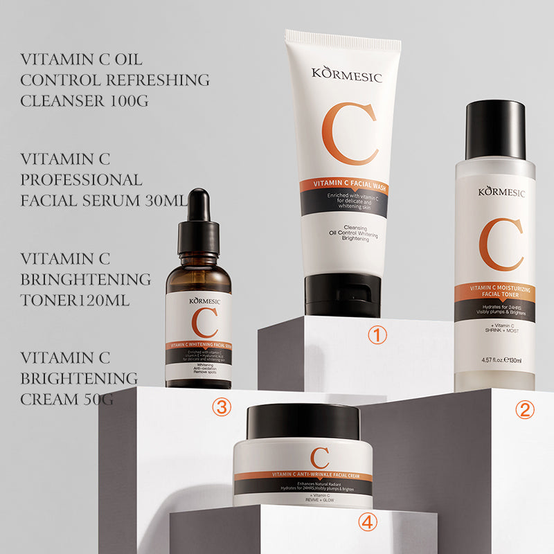 KORMESIC  VITAMIN C OILCONTROL REFRESHINGCLEANSER 100G VITAMIN CPROFESSIONALFACIAL SERUM 30MI VITAMINCBRINGHTENINGTONER120ML VITAMINCBRIGHTENINGCREAM 50G