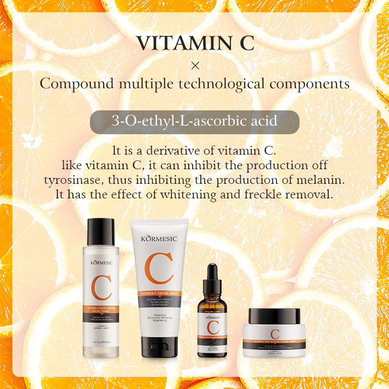 KORMESIC  VITAMIN C OILCONTROL REFRESHINGCLEANSER 100G VITAMIN CPROFESSIONALFACIAL SERUM 30MI VITAMINCBRINGHTENINGTONER120ML VITAMINCBRIGHTENINGCREAM 50G