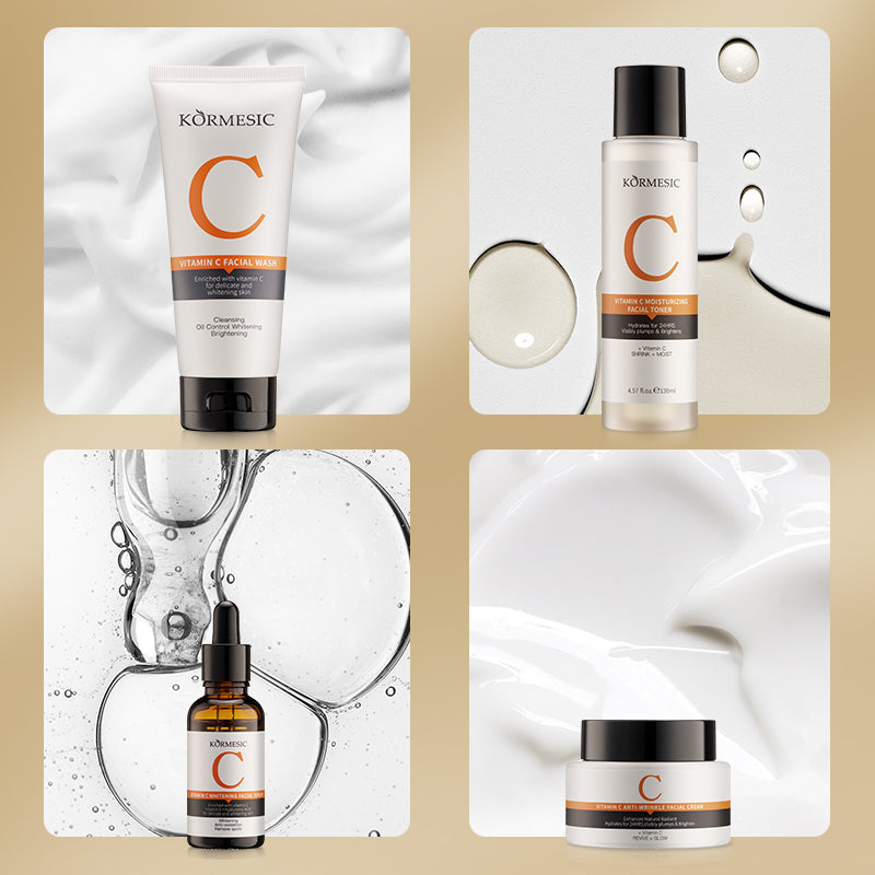 KORMESIC  VITAMIN C OILCONTROL REFRESHINGCLEANSER 100G VITAMIN CPROFESSIONALFACIAL SERUM 30MI VITAMINCBRINGHTENINGTONER120ML VITAMINCBRIGHTENINGCREAM 50G